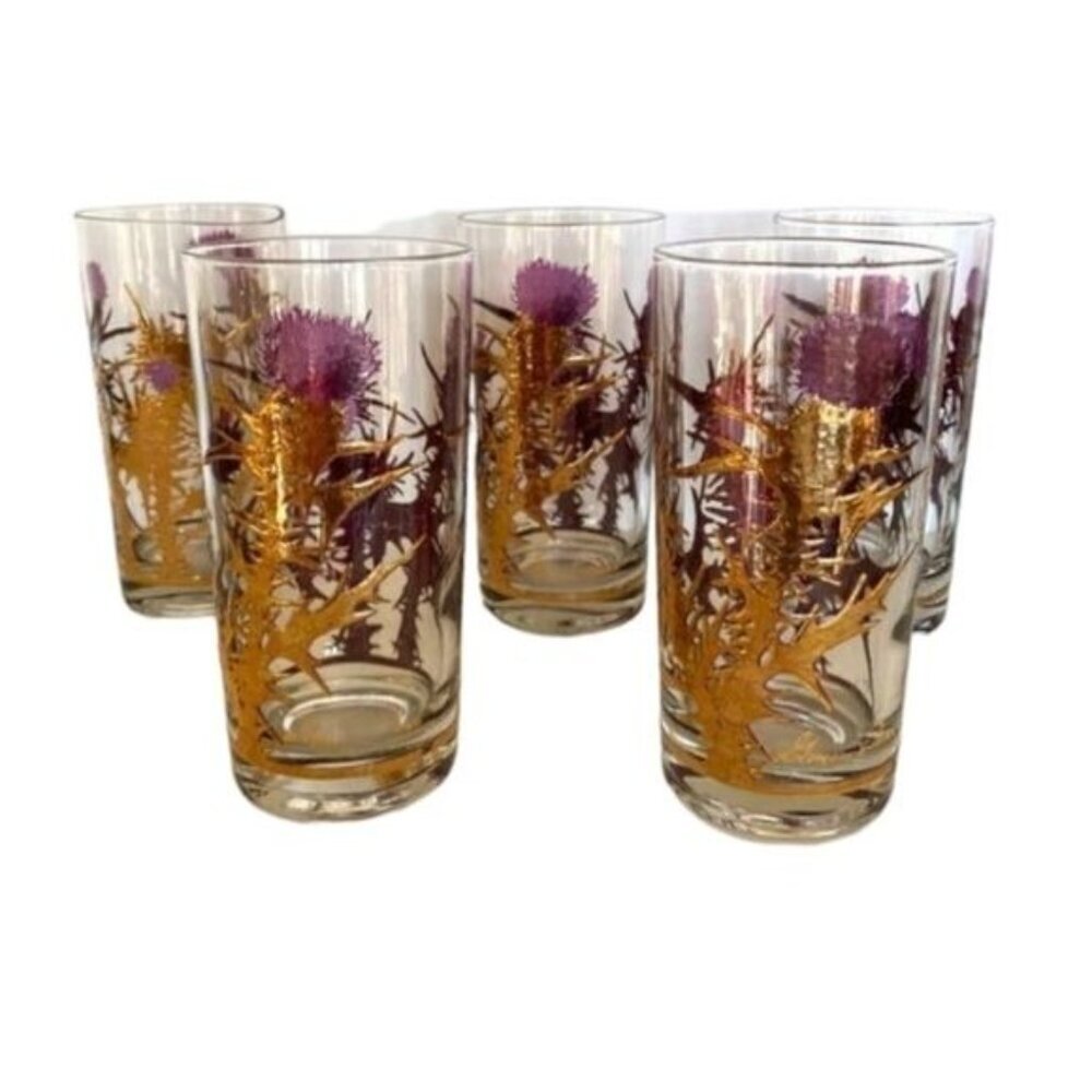Gregory Duncan mid century 22k gold glasses set of 6 - Picture 2 of 9